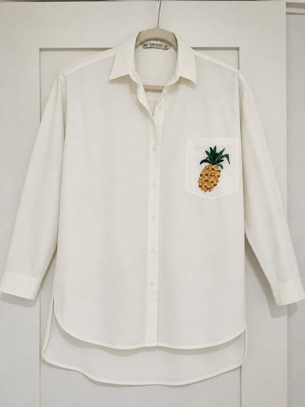 Zara Oversized Button Down with Embellished Pineapple - XS